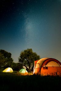 Preview wallpaper tents, camping, night, nature, dark