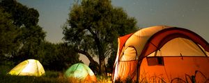 Preview wallpaper tents, camping, night, nature, dark
