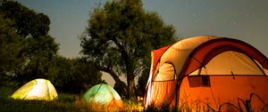 Preview wallpaper tents, camping, night, nature, dark