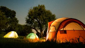 Preview wallpaper tents, camping, night, nature, dark