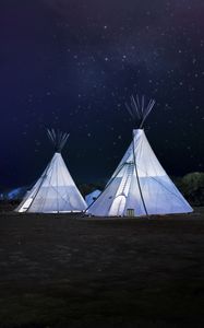 Preview wallpaper tents, night, starry sky
