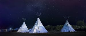 Preview wallpaper tents, night, starry sky