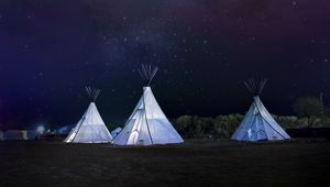Preview wallpaper tents, night, starry sky