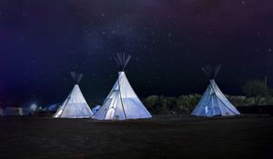 Preview wallpaper tents, night, starry sky