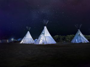 Preview wallpaper tents, night, starry sky