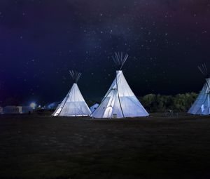 Preview wallpaper tents, night, starry sky
