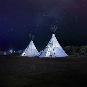 Preview wallpaper tents, night, starry sky