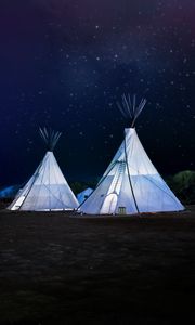 Preview wallpaper tents, night, stars