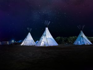 Preview wallpaper tents, night, stars