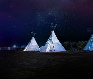 Preview wallpaper tents, night, stars