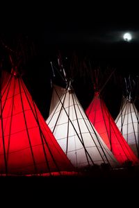 Preview wallpaper tents, red, white, glow, night