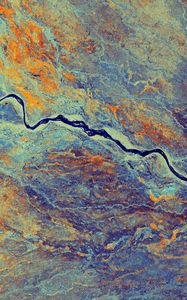 Preview wallpaper terrain, river, surface, satellite, aerial view