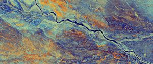 Preview wallpaper terrain, river, surface, satellite, aerial view