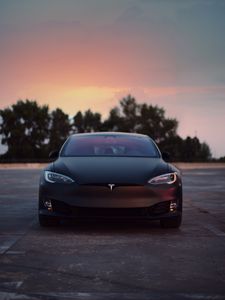 Preview wallpaper tesla, car, black, parking