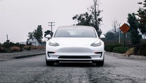 Preview wallpaper tesla, car, sports car, front view, white