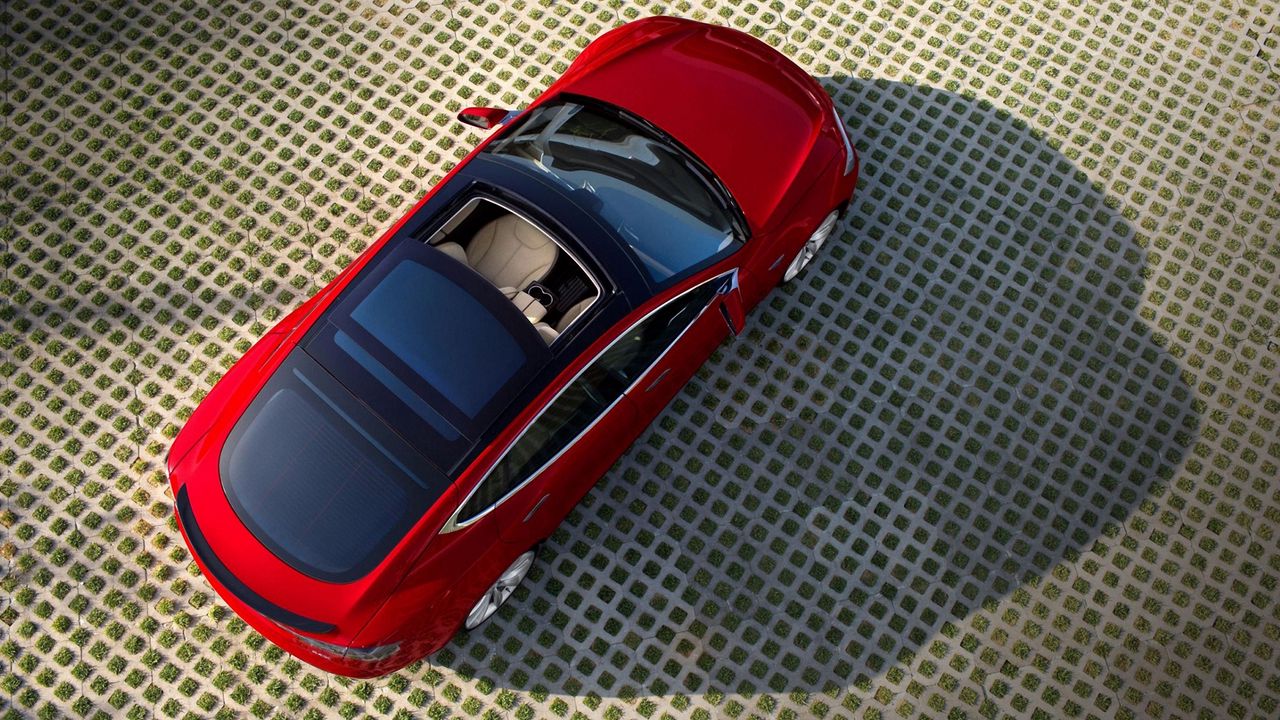 Wallpaper tesla, model s, red, car, top view
