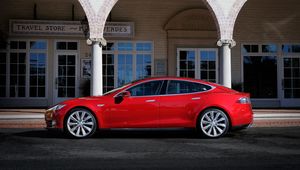 Preview wallpaper tesla, model s, tesla model s, red, stylish