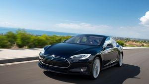 Preview wallpaper tesla, model s, tesla model s, road, traffic