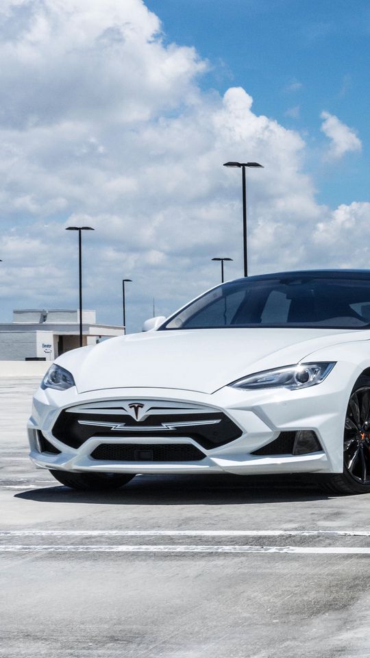 540x960 Wallpaper tesla model s, tesla, white, luxury