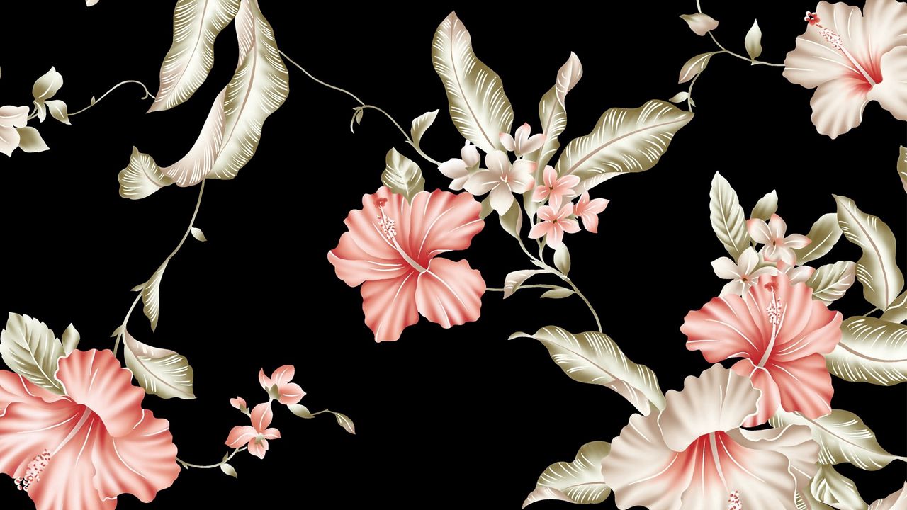 Wallpaper texture, flowers, buds, petals, dark