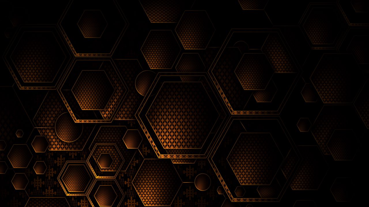 Wallpaper texture, geometry, hexagons, brown, dark