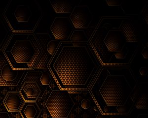 Preview wallpaper texture, geometry, hexagons, brown, dark