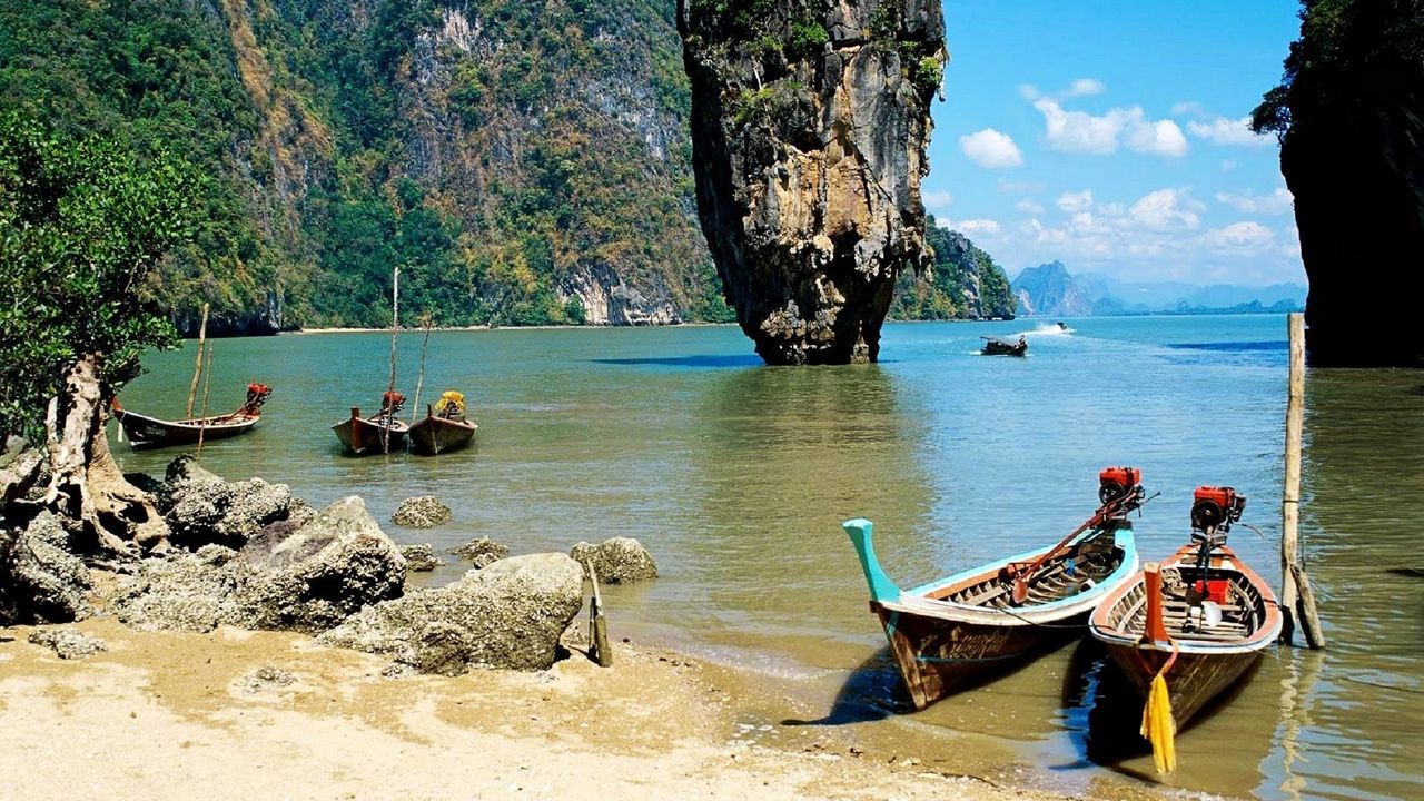 Wallpaper thailand, beach, tropical, sea, boats