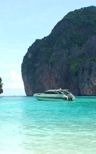 Preview wallpaper thailand, tropics, sea, boats, rocks