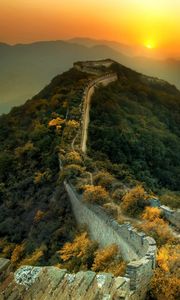 Preview wallpaper the great wall of china, grass, top view, beautifully