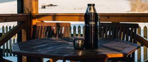 Preview wallpaper thermos, table, mountain, resort