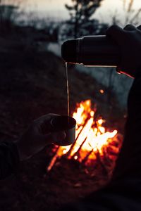 Preview wallpaper thermos, tea, bonfire, dark