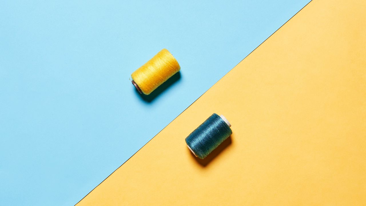 Wallpaper thread, minimalism, yellow, blue
