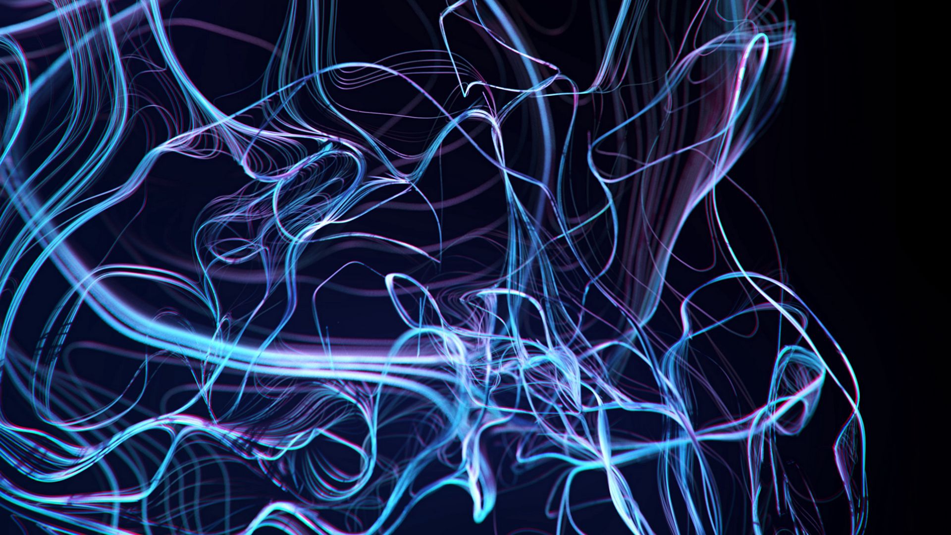 Download wallpaper 1920x1080 threads, tangled, glow, lines, abstraction  full hd, hdtv, fhd, 1080p hd background
