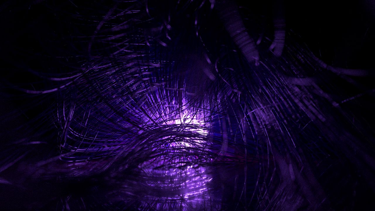 Wallpaper threads, tangled, glow, purple, macro