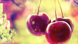 Preview wallpaper three cherry, berry, cherry, red berry