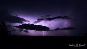 Preview wallpaper thunderstorm, lightning, clouds, flashes, purple, dark