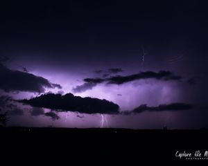 Preview wallpaper thunderstorm, lightning, clouds, flashes, purple, dark