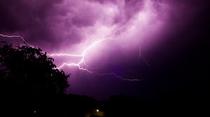 Preview wallpaper thunderstorm, lightning, flash, purple, dark