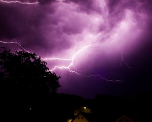 Preview wallpaper thunderstorm, lightning, flash, purple, dark
