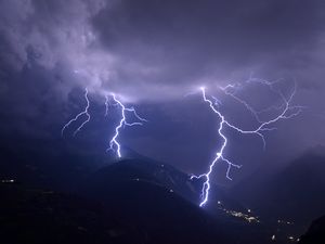 Preview wallpaper thunderstorm, lightning, flash, clouds, dark