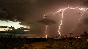 Preview wallpaper thunderstorm, lightning, flash, twilight, nature, dark