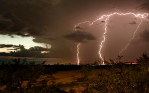 Preview wallpaper thunderstorm, lightning, flash, twilight, nature, dark