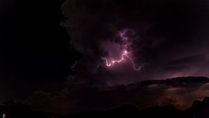 Preview wallpaper thunderstorm, lightning, flash, clouds, purple, dark