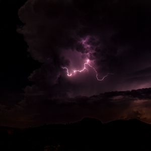 Preview wallpaper thunderstorm, lightning, flash, clouds, purple, dark