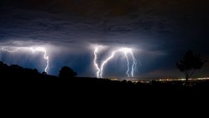 Preview wallpaper thunderstorm, lightning, flashes, night, dark