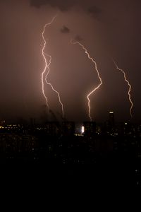 Preview wallpaper thunderstorm, lightning, flashes, night, city, dark
