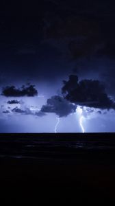 Preview wallpaper thunderstorm, lightning, sky, horizon, night