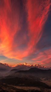 Preview wallpaper tibet, mountains, sunset, sky, panorama