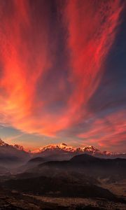 Preview wallpaper tibet, mountains, sunset, sky, panorama