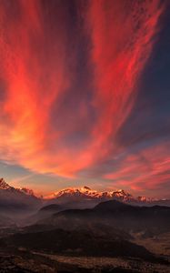 Preview wallpaper tibet, mountains, sunset, sky, panorama